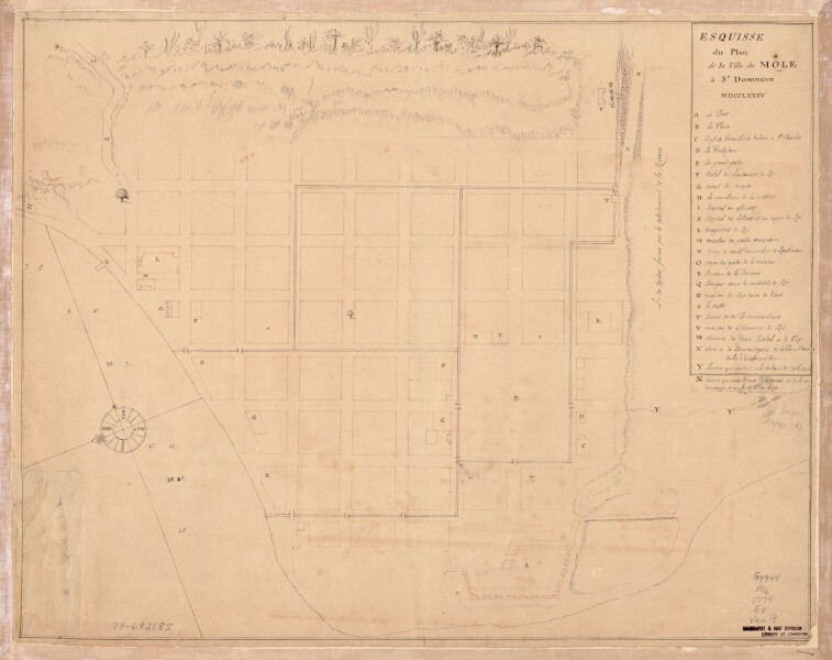 E180 - Esquisse du plan de la ville du Mole à St. Domingue - 1774
