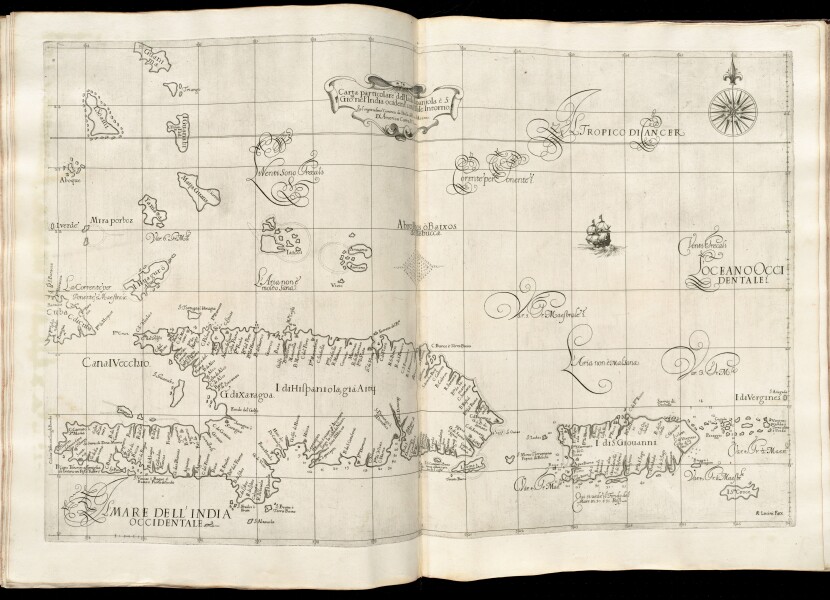 E180 - Carta particolare dell'Isola Ispaniola è S. Gioni. nel'India ocidentle. con l'Isola Intorno - 1647