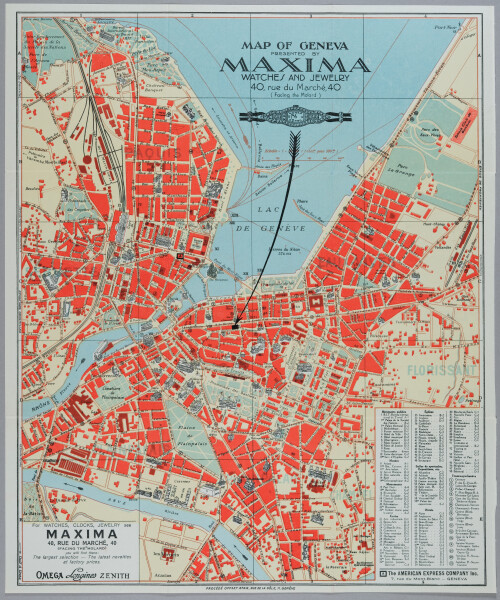 E226 - Map of Geneva Omega Longines  Advertisement Broadside. 4