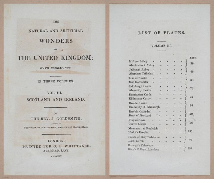 E275 - The Natural and Artificial Wonders of the United Kingdom - 1825 - i4719-4720
