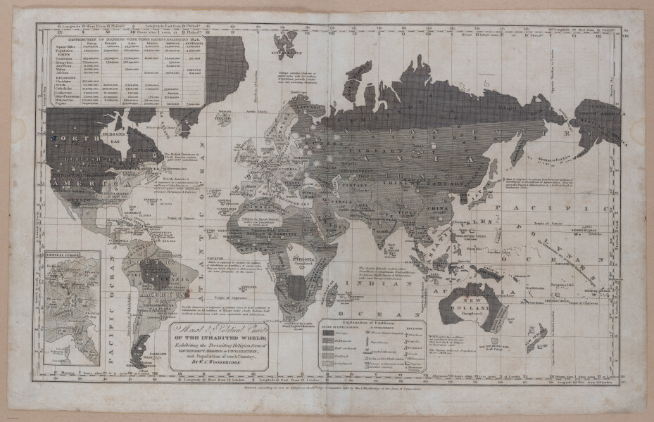 A Moral and Political Chart of the Inhabited World, by William Woodbridge