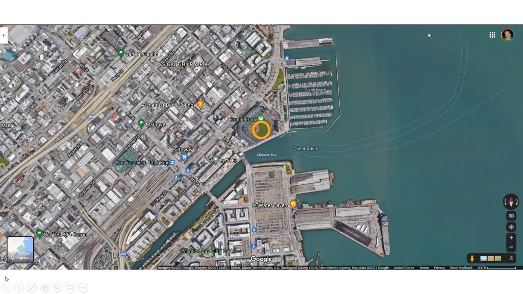 E50 - SF Giants Ballpark on Google Maps Satellite