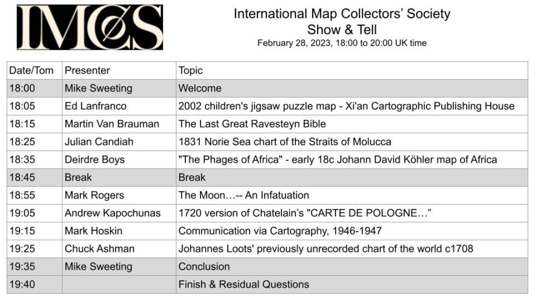 E340 - IMCoS Show & Tell - 2023-02-28 Agenda