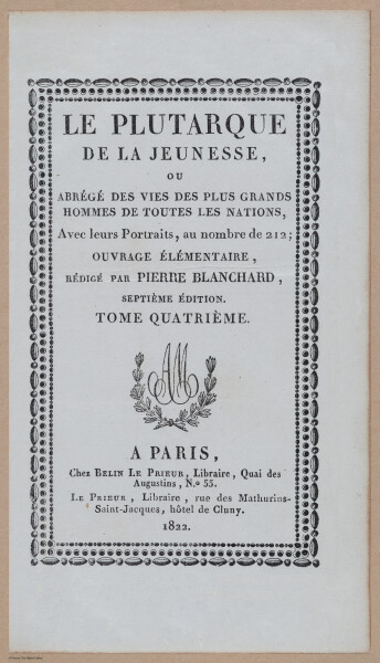 E347 - Le Plutarque De La Jeunesse 1822 - 12541