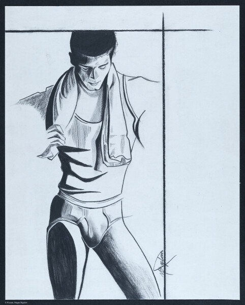 Jockey ad, pencil / charcoal sketch