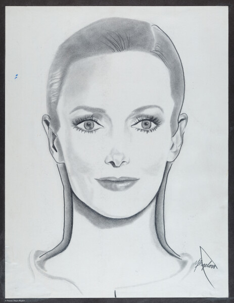 Karen Graham, Estee Lauder model, pencil sketch