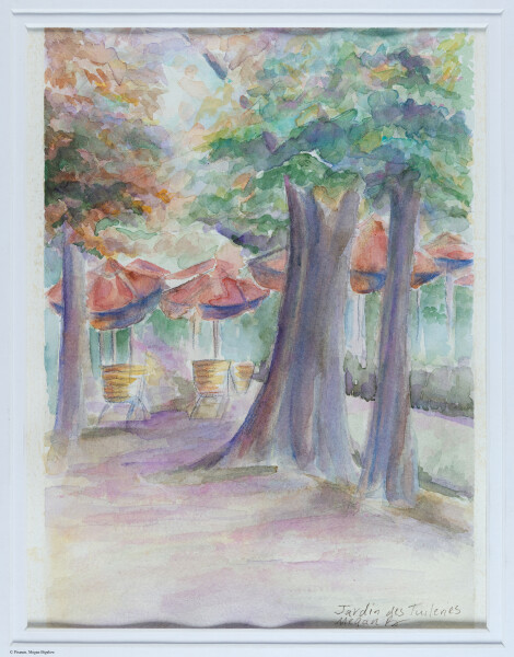 Jardin des Tuileries, par Café Diane, Place de la Concorde, 75001  Paris. Watercolors