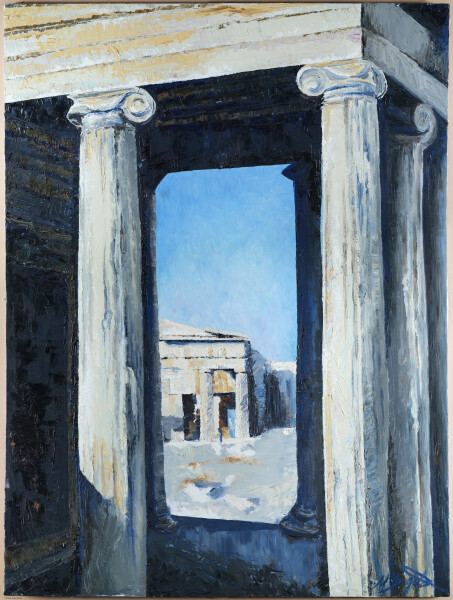 Greek architecture, oil painting