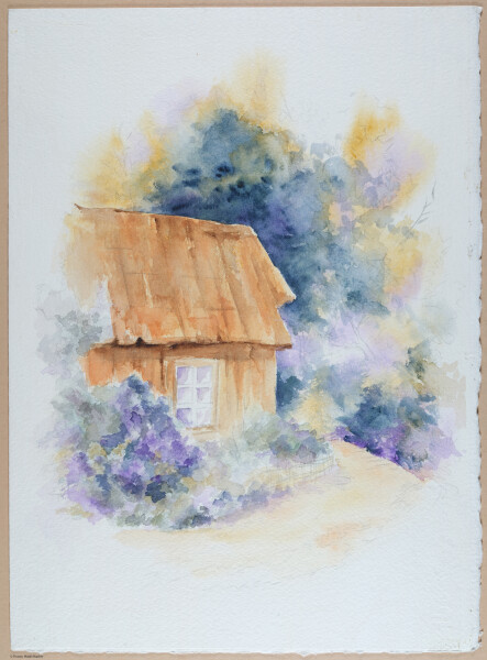 Karen McCombe, watercolor painting class, non-original work.