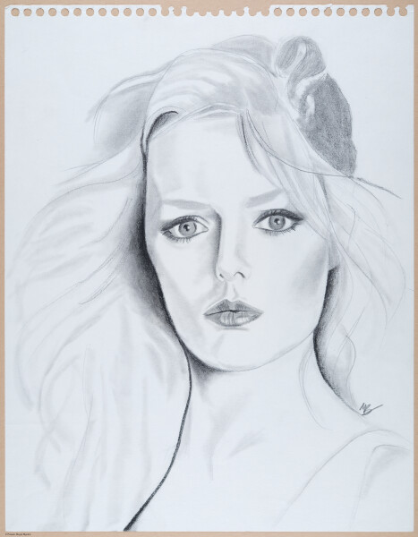 Patti Hansen, Keith's wife, pencil sketch