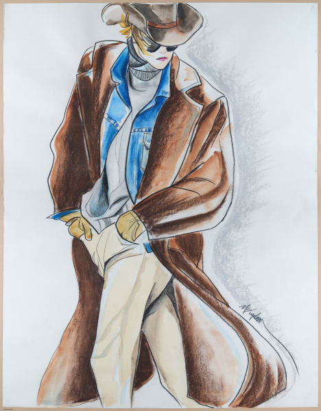 Fashion illustration, pencil / pen / pastels / watercolor