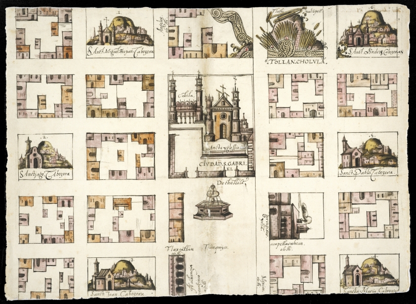 [ 2024-06-12 18:02:20 ]Map of Cholula, Relaciones Geográficas, 1581